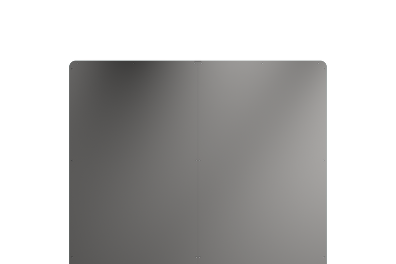 Graues rechteckiges Fahrzeug-Pad mit abgerundeten Ecken und Befestigungspunkten.