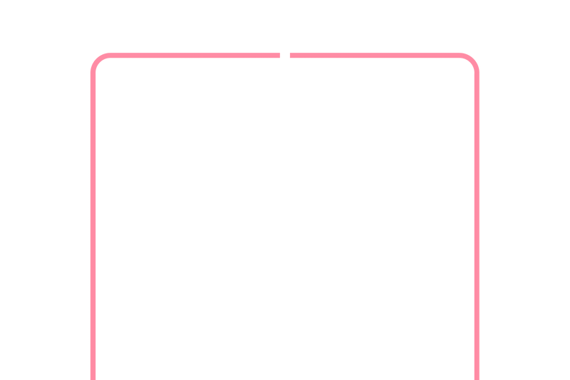 Rosa graphische Darstellung eines geschwungenen Rahmens vor einem schwarzen Hintergrund.